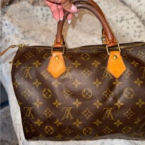 Louis Vuitton Monogram Satchel with Tan Leather Accents